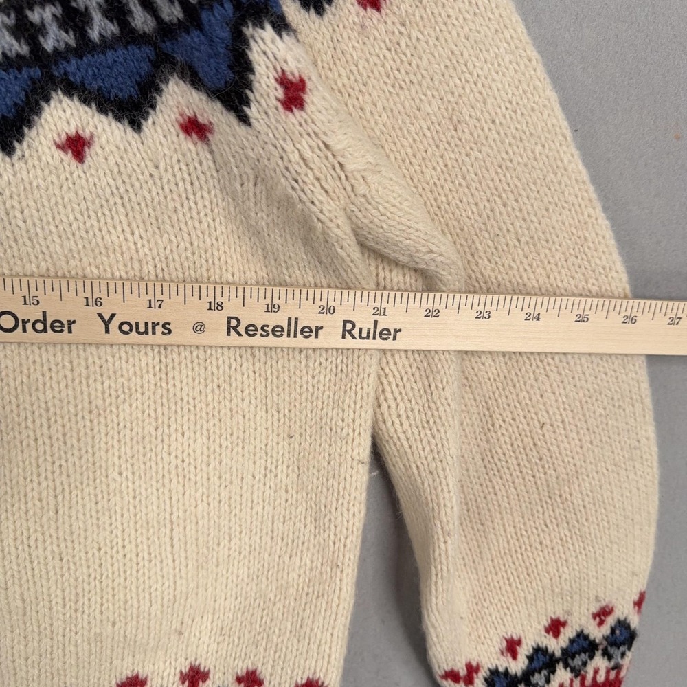 Eddie Bauer Sweater Womens Medium White Wool Fair Isle Crew Knit Chunky Pullover - Picture 4 of 6